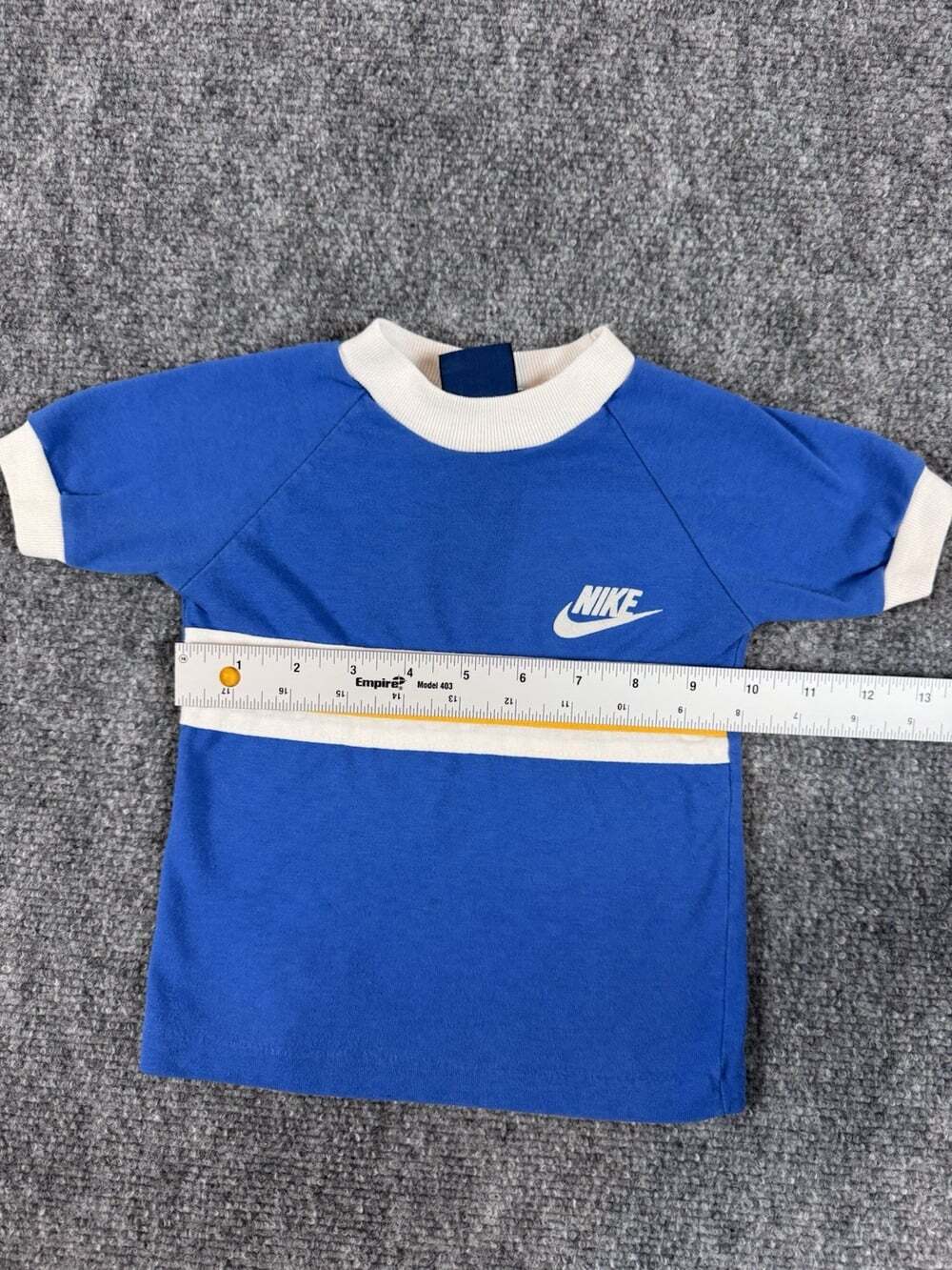 Vintage Nike Single Stitch Short Sleeve Baby Tee Striped Blue Ringer Size M - Picture 4 of 7